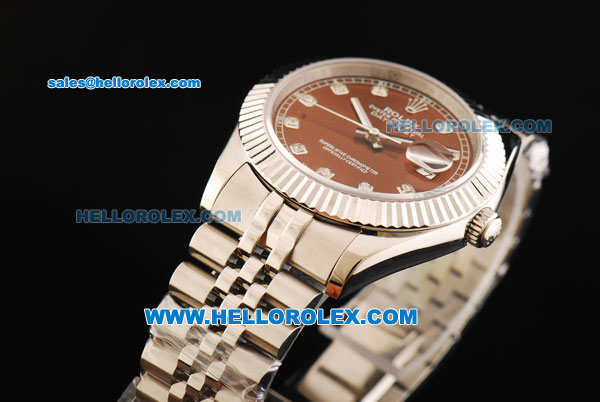 Rolex Datejust II Oyster Perpetual Automatic Movement Steel Case and Strap with Brown Dial and Diamond Markers - Click Image to Close